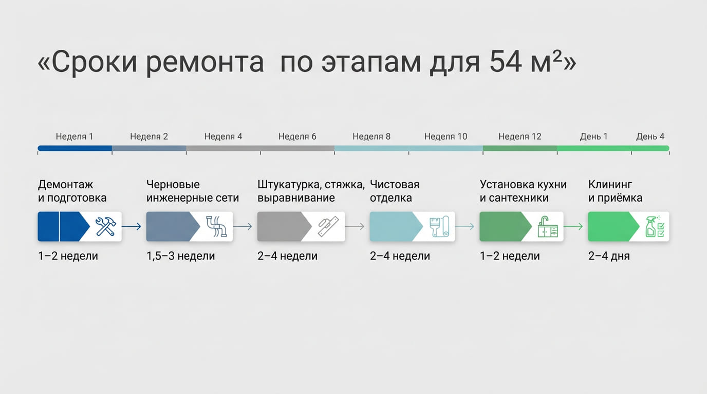 сроки ремонта по этапам